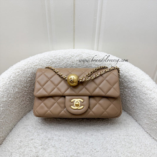 Chanel Pearl Crush Mini Rectangular Flap in Dark Beige Lambskin AGHW Accessory