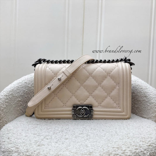 Chanel Medium Boy Flap in Nude Pink Calfskin and RHW Accessory