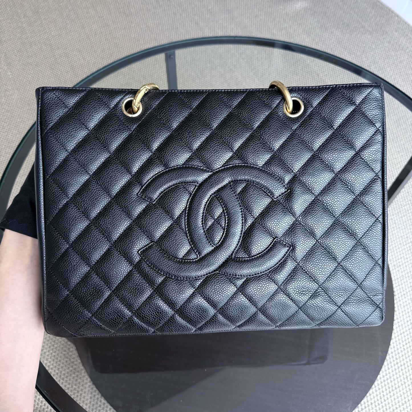 Chanel GST Grand Shopping Tote - Caviar Quilted Black Gold Hardware Series 11
