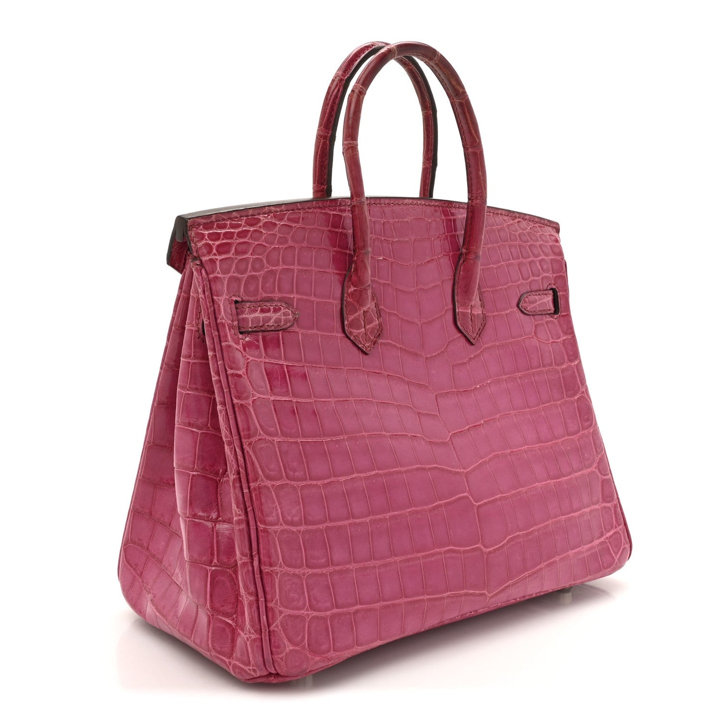 Hermes Shiny Niloticus Crocodile Birkin Rose Scheherazade Handbag Travel Bag