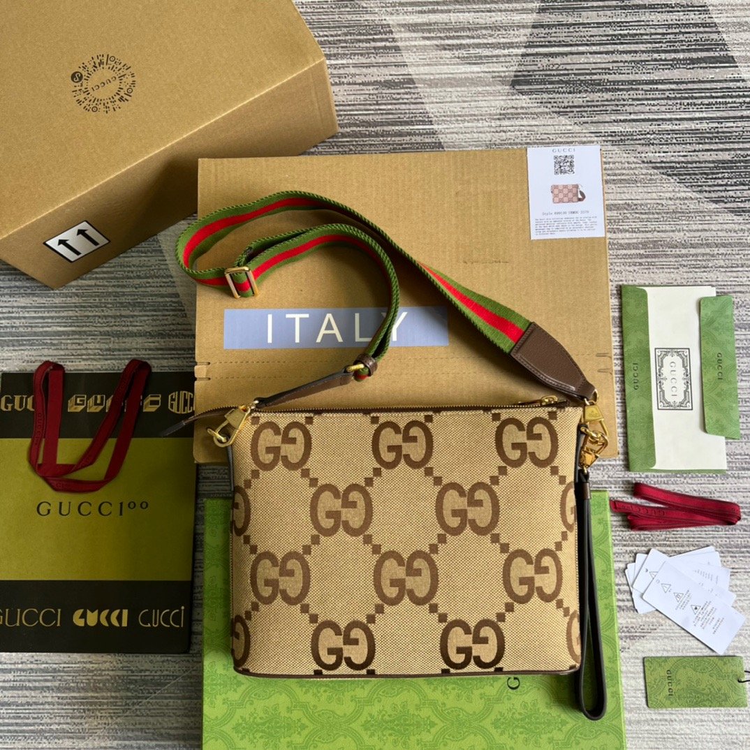 gg Jumbo gg Messenger Camel Canvas Messenger Bag