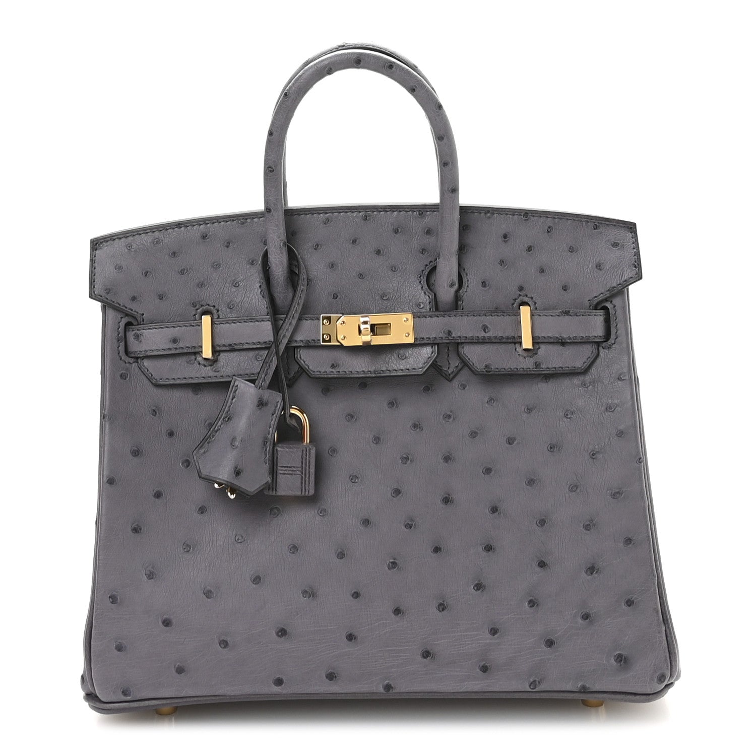 Hermes Ostrich Birkin Gris Agate Handbag Travel Bag