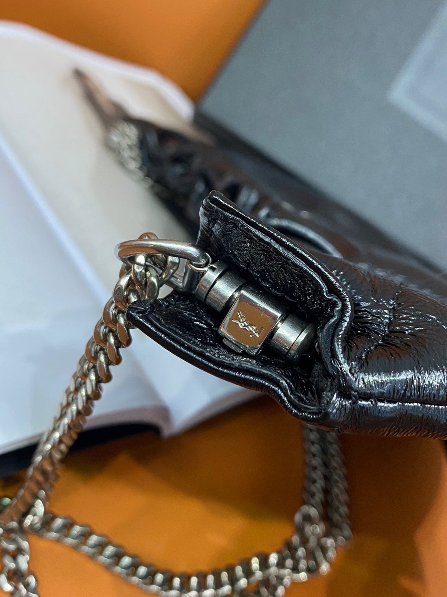 YSL Saint Laurent 9.5in 24cm Black Mini Shoulder Bag