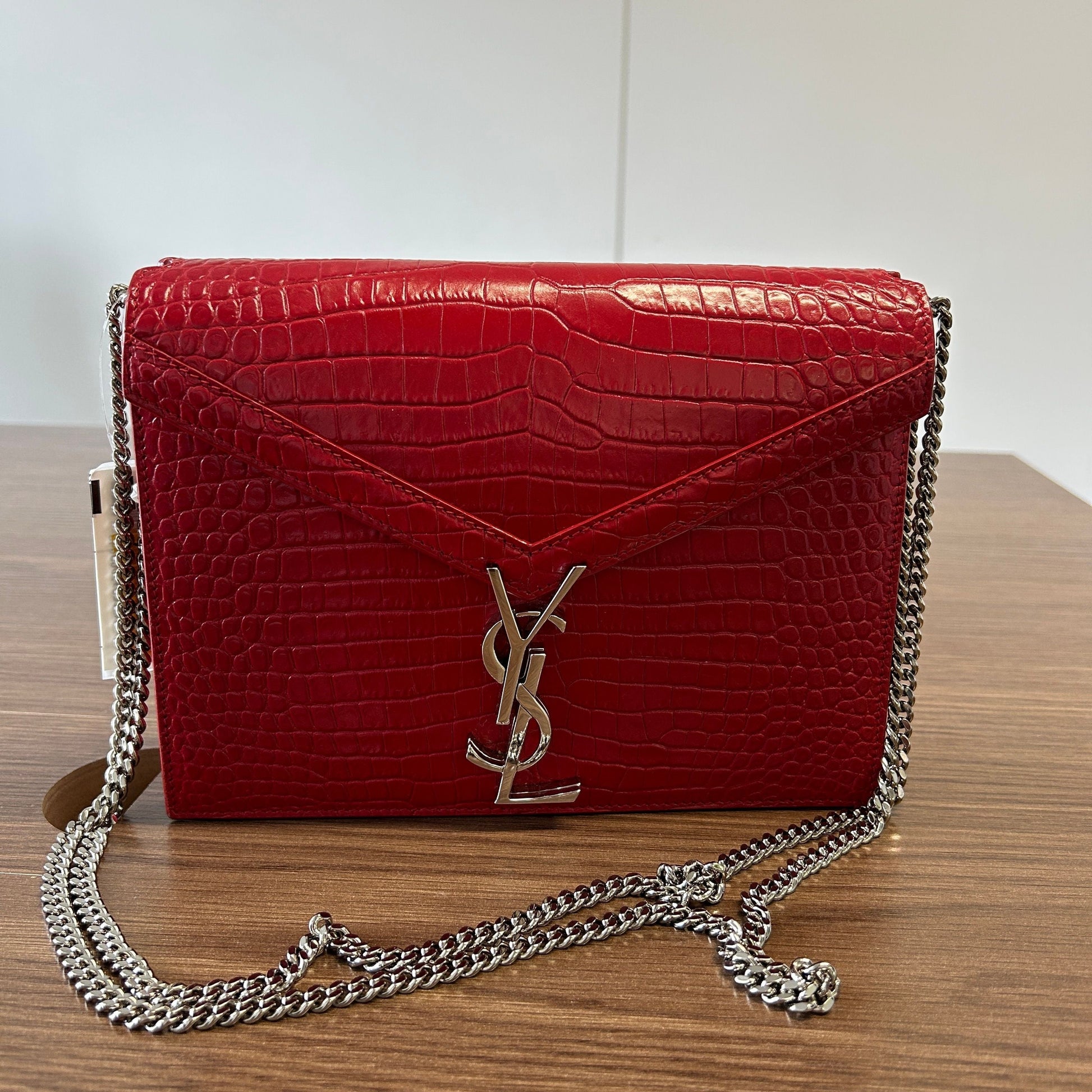Calfskin Crocodile Monogram Embossed Handbag