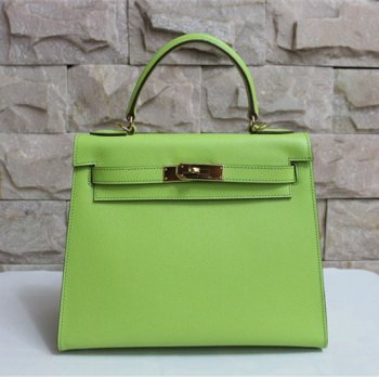 Hermes Luxury Kelly Cm Epsom Handbag Leather Green Travel Bag