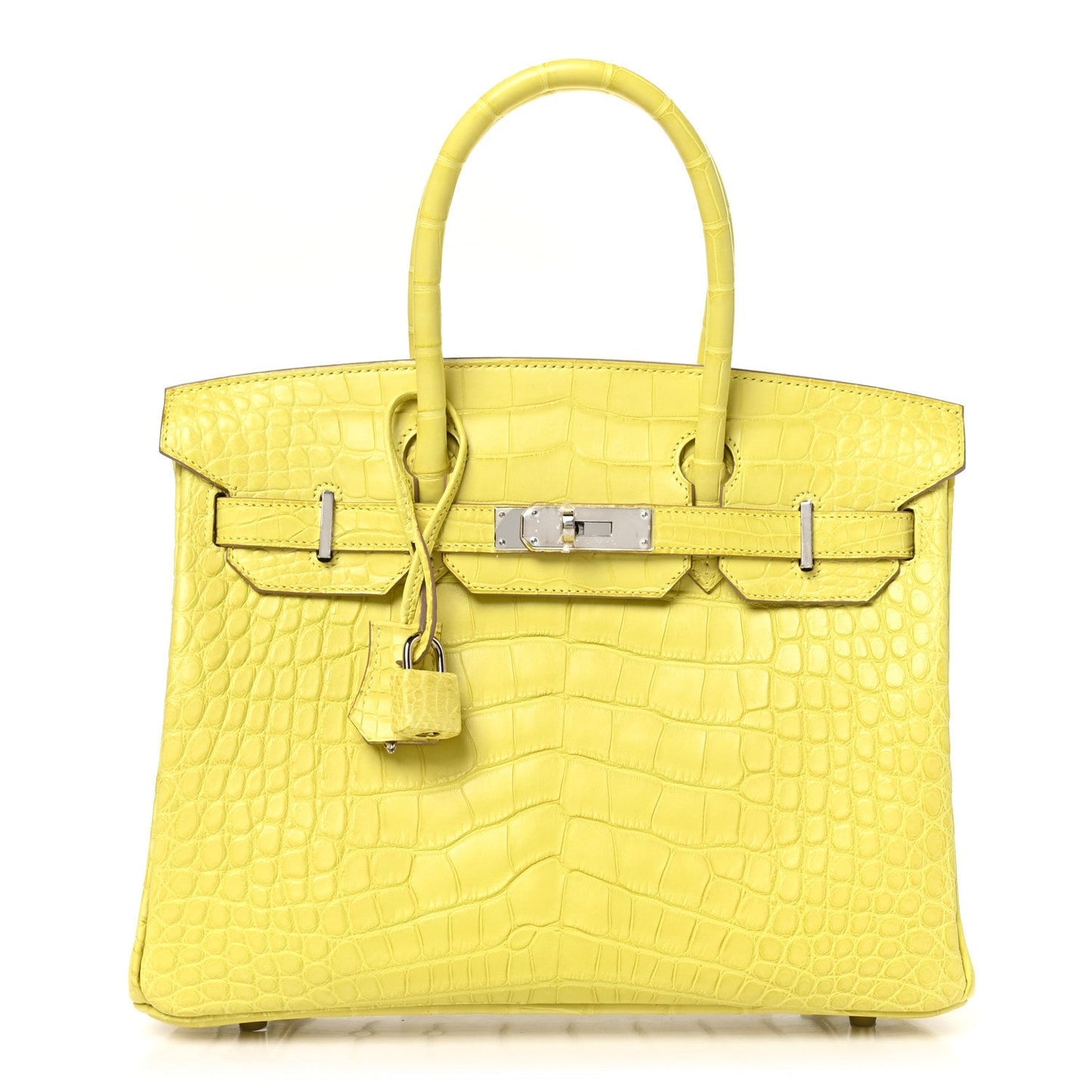 Hermes Matte Alligator Birkin Lime Handbag Travel Bag