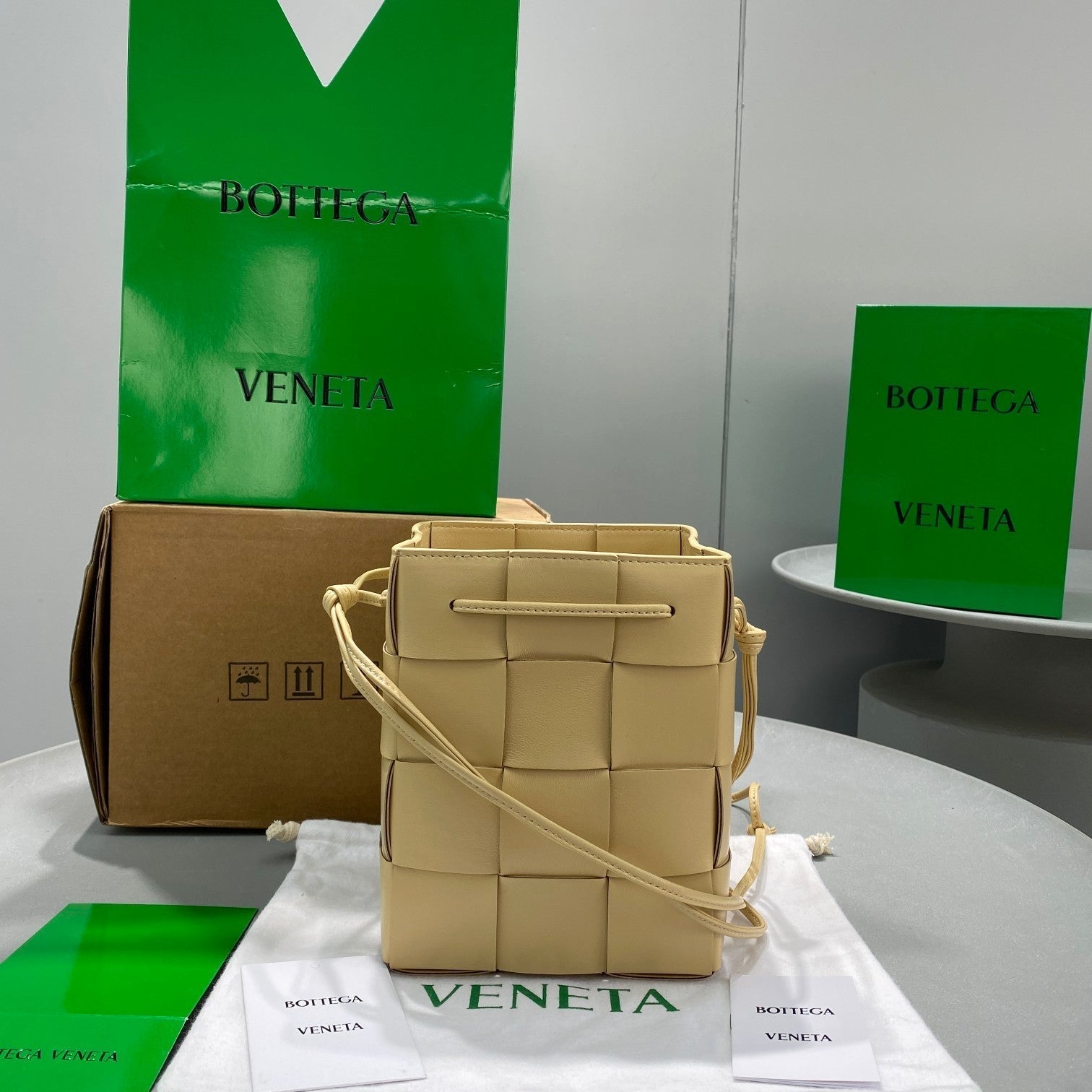 Top Quality Cassette Bag For Women Bags Beige Mini Bucket Bag
