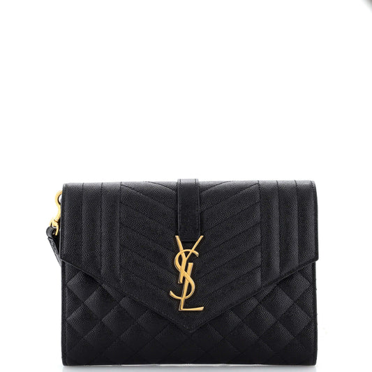 YSL Saint Laurent Saint Laurent Trending Classic Envelope Wristlet Clutch Leather Matelasse Clutch B