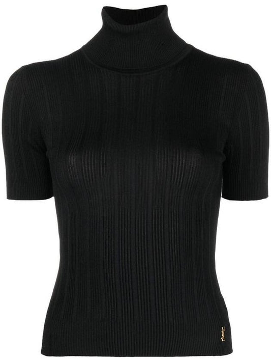 YSL Saint Laurent Saint Laurent Trending Rib Silk Short Sleeve Monogram Black Travel Bag