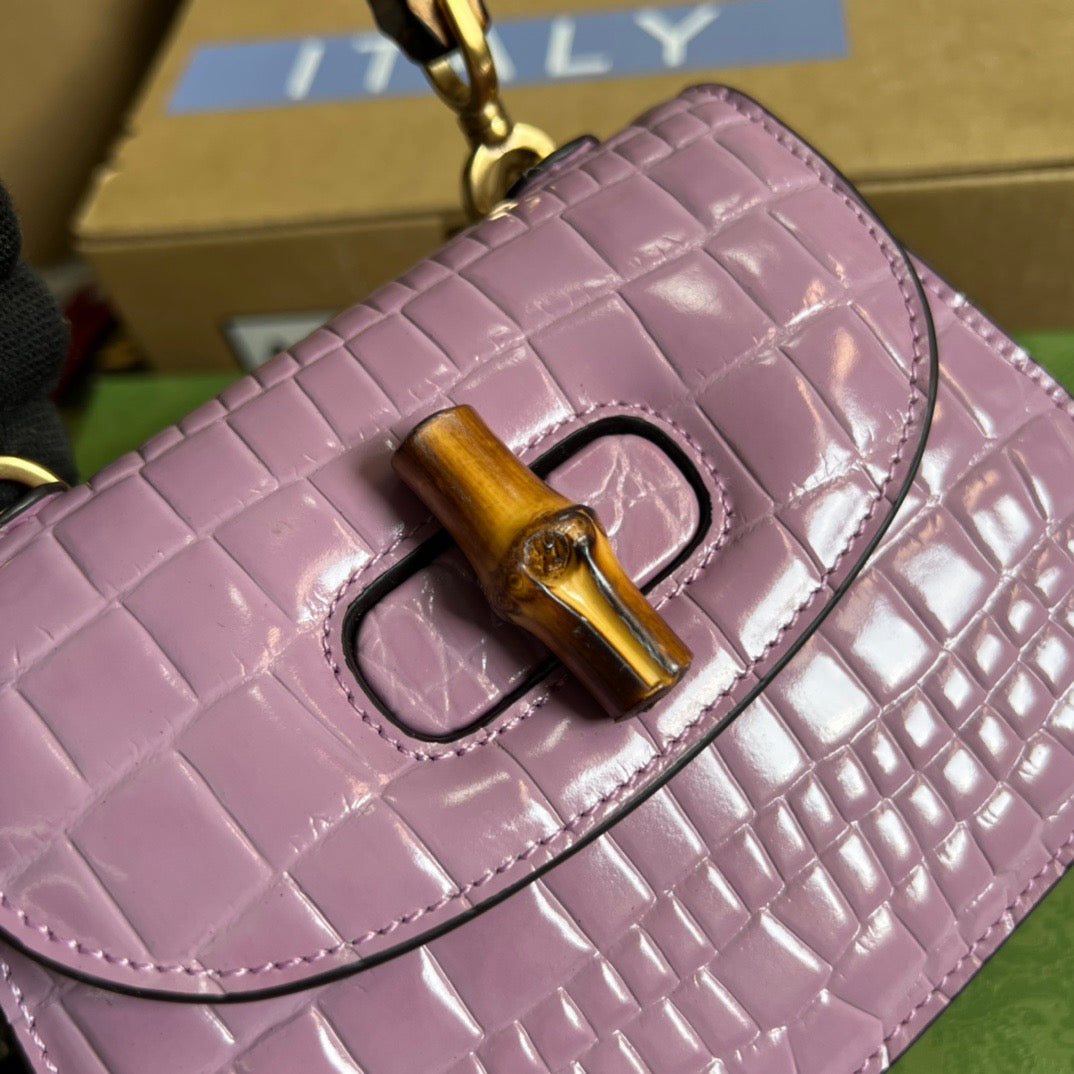 gg Bamboo Crocodile , ’s Pink Mini Top Handle Mini Bag