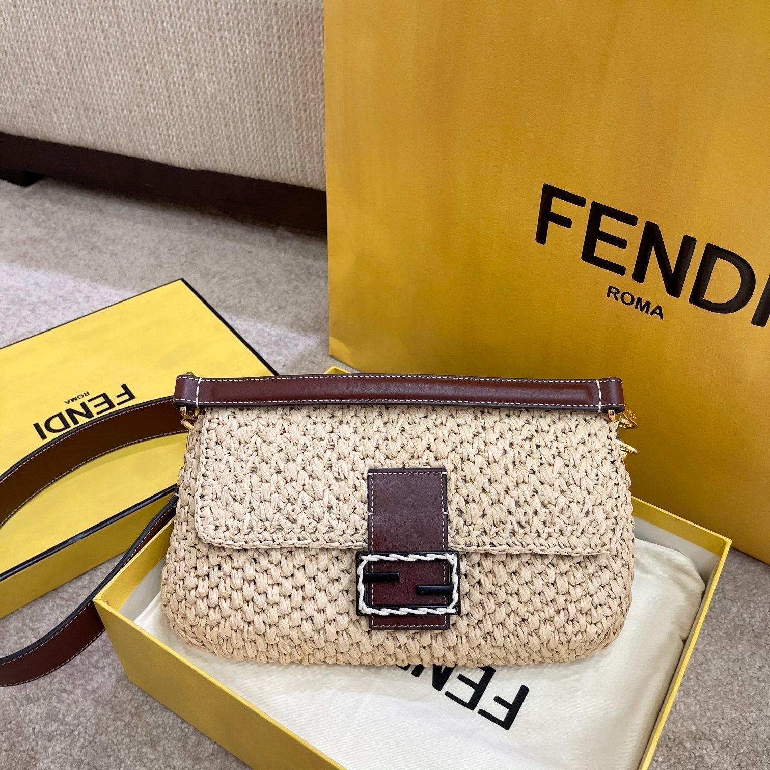 Fi Baguette Straw For Women Handbags Shoulder Woven Red Crossbody Bag
