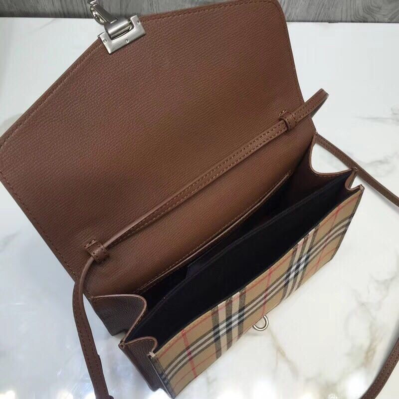 Top Quality Check And Crossbody Bag For Brown Small 9In24Cm 7524