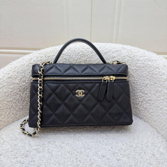Chanel [BN - Local Full Set - Mar 2026] Vanity / Clutch with Chain (LP Style Bag) in Black Caviar and GHW