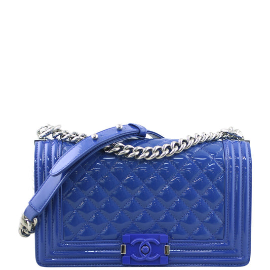 Chanel Boy Old 20 Series Handbag Blue Medium
