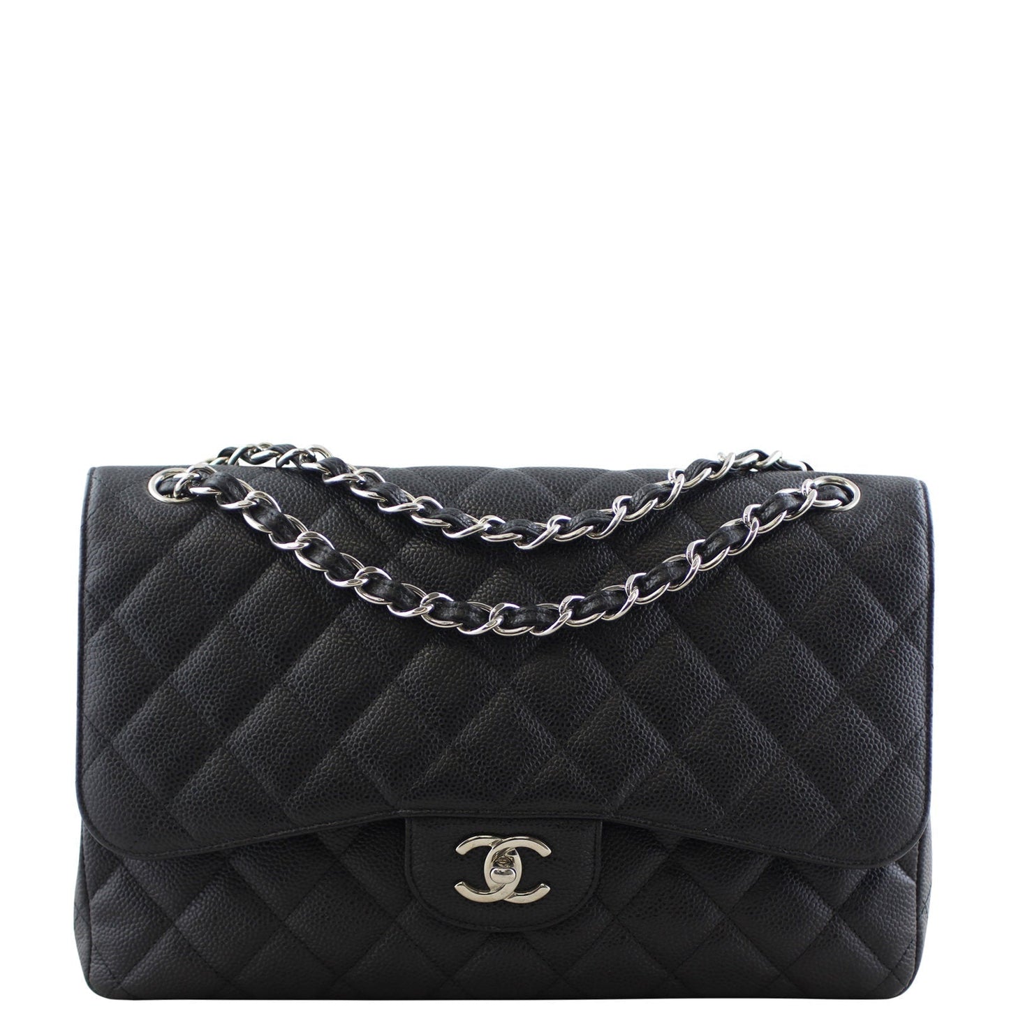 Chanel Classic Double Jumbo Caviar 16 Series Handbag Black Flap