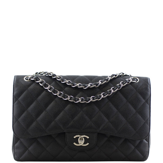 Chanel Classic Double Jumbo Caviar 16 Series Handbag Black Flap