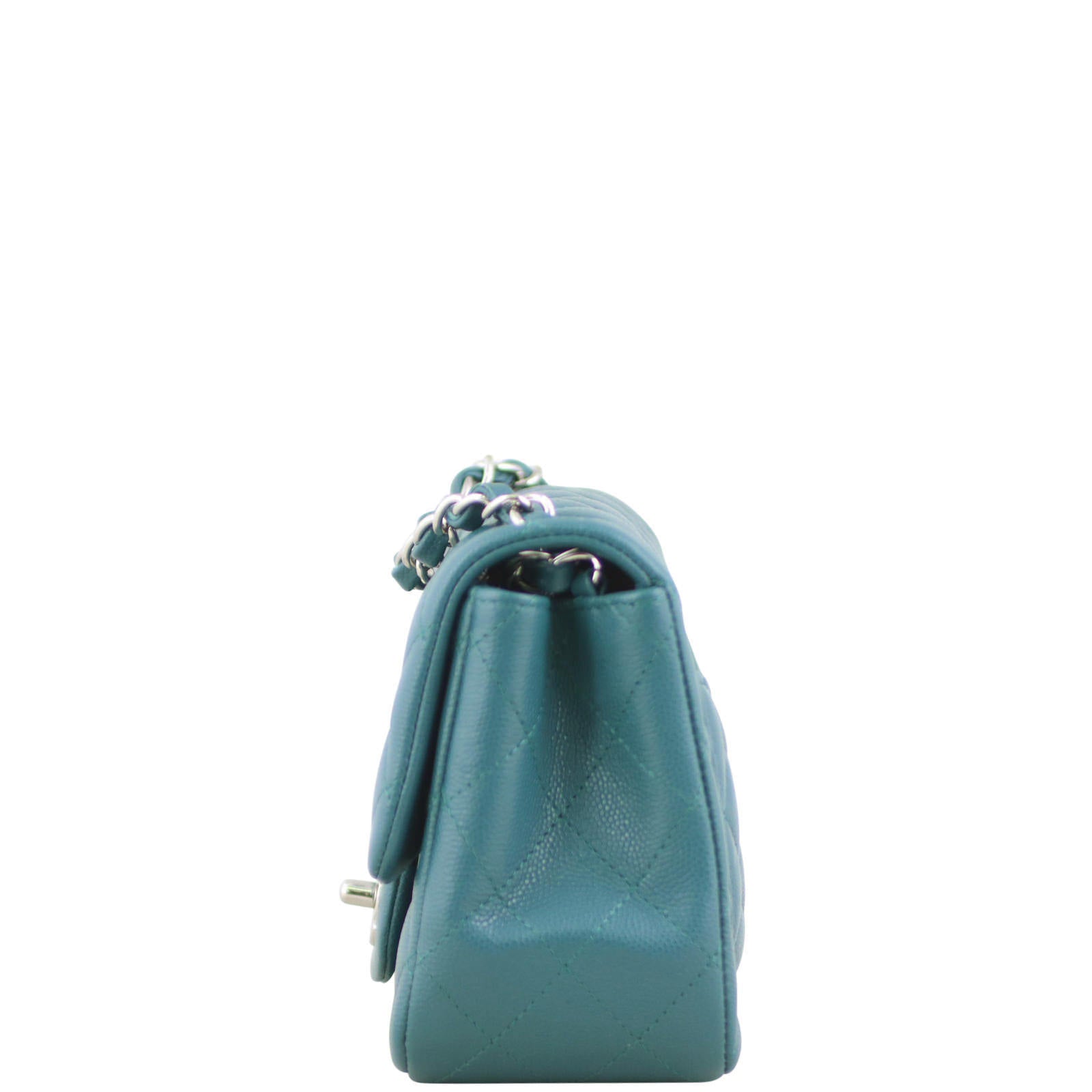 Chanel Classic Square Dark Teal Handbag Green Mini Mini Bag