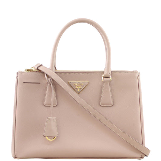 Prada Tote Bag Lux Galleria Double Tote 8 Saffiano Pink Small