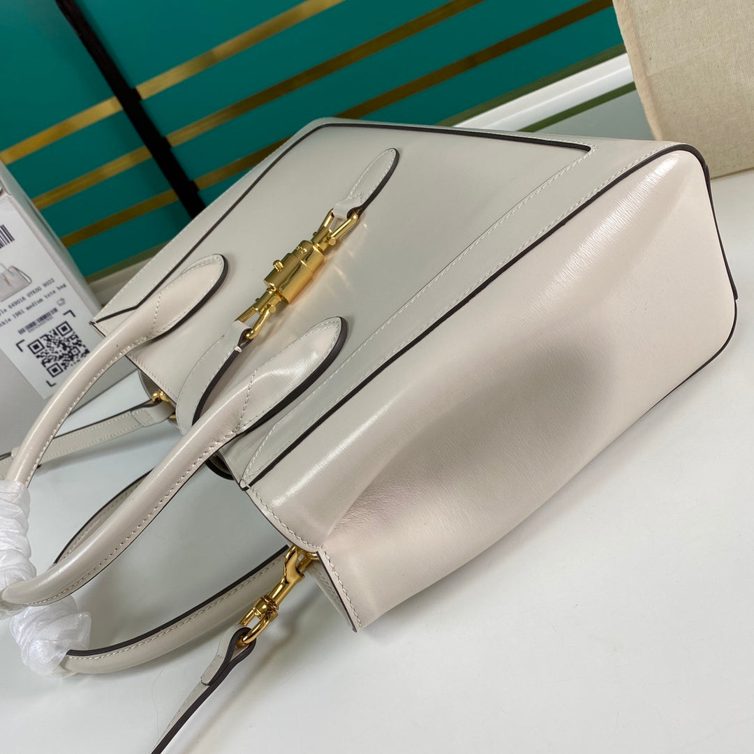 gg Jackie 12in 30cm 0YK0G White Medium Tote Bag