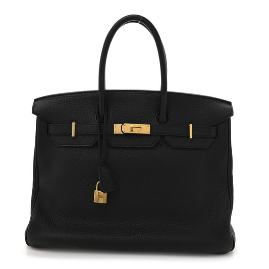 Hermes Togo Birkin Handbag Black Travel Bag 35 Black 1758413
