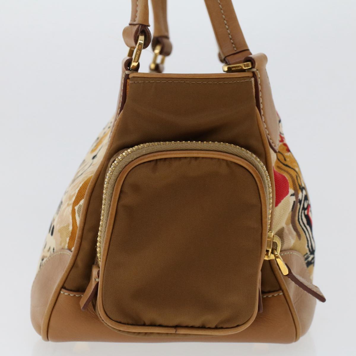Prada Shoulder Bag Auth Canvas Brown