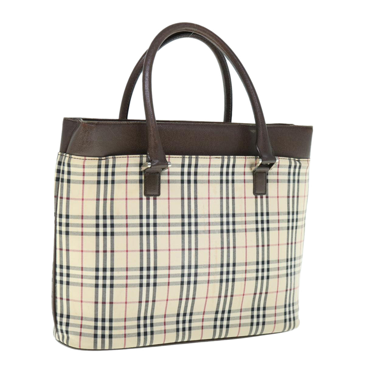 Burberry Luxury Nova Check Tote Bag Auth Ep2645 Nylon Beige