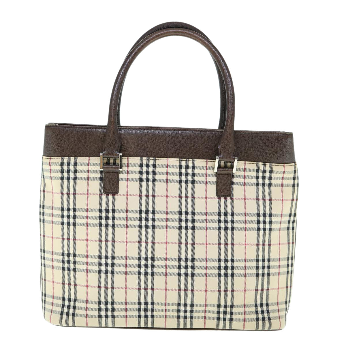 Burberry Luxury Nova Check Tote Bag Auth Ep2645 Nylon Beige