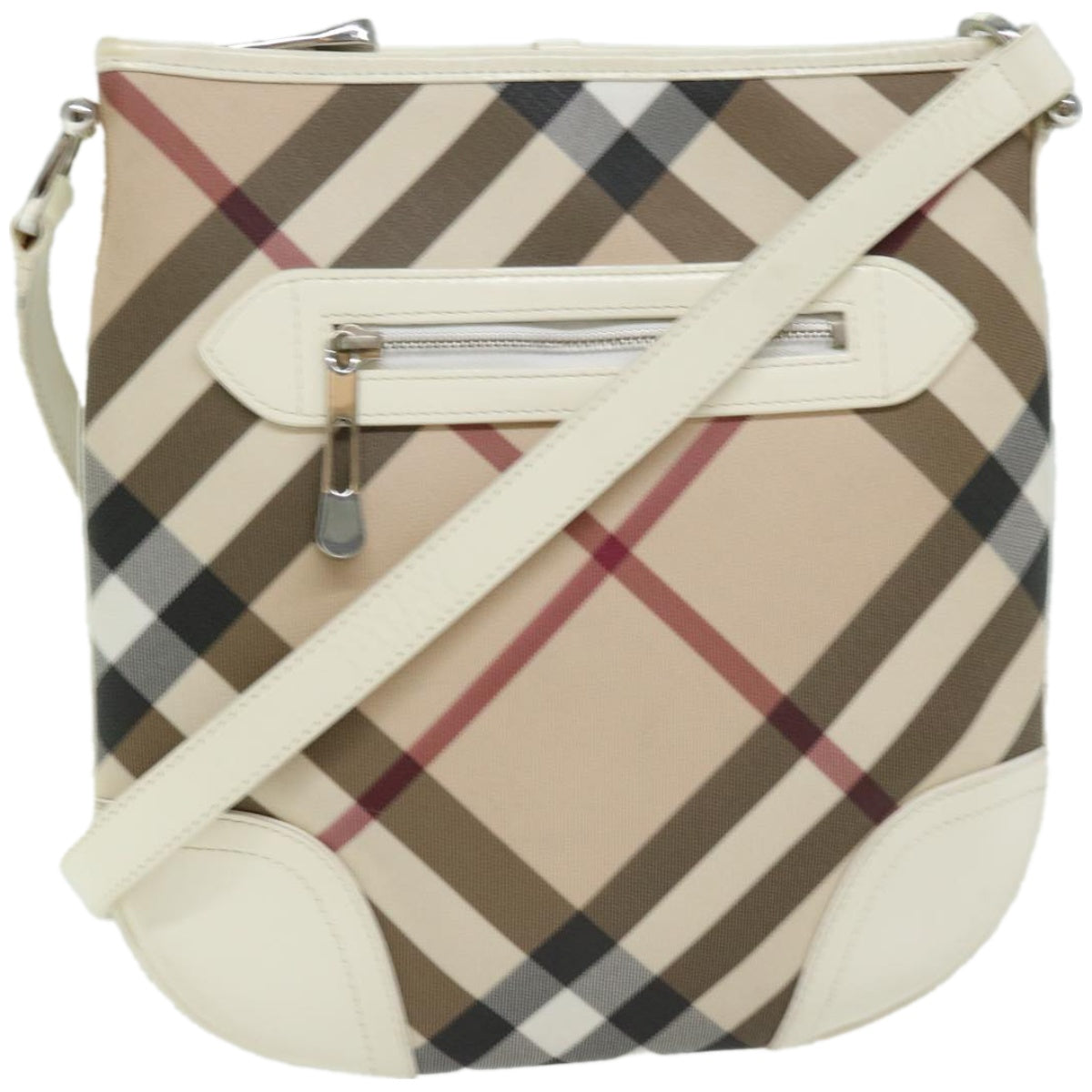 Burberry Luxury Nova Check Shoulder Bag Coated Auth Ep3454 Canvas Beige