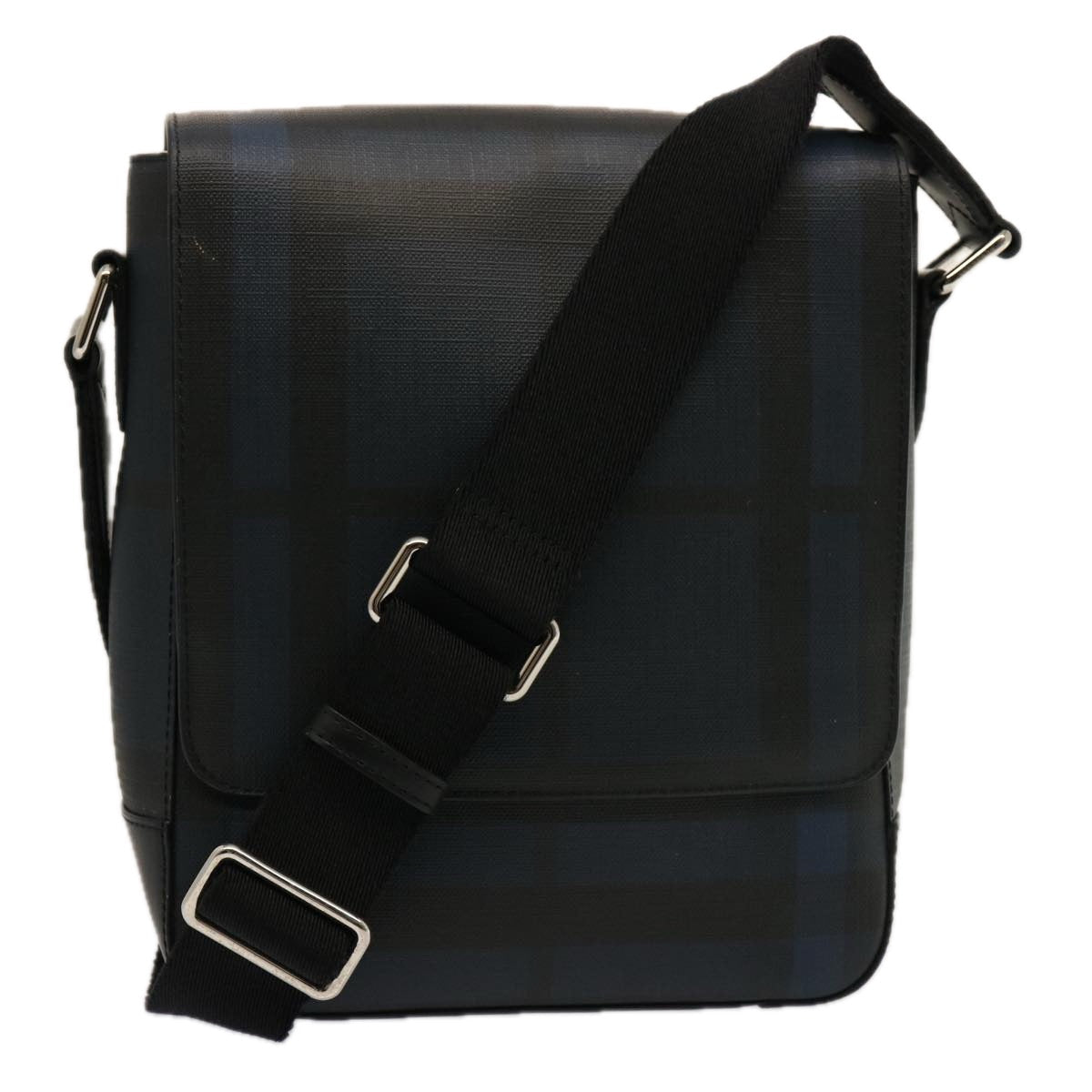 Burberry Luxury Nova Check Shoulder Bag Coated Auth Ep4321 Canvas Navy