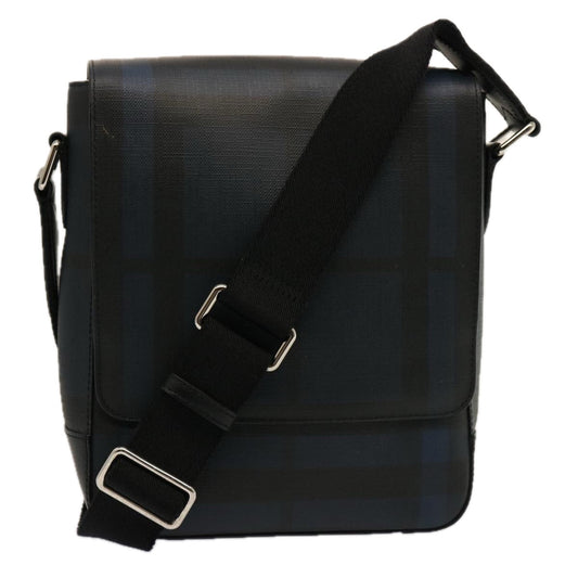 Burberry Luxury Nova Check Shoulder Bag Coated Auth Ep4321 Canvas Navy