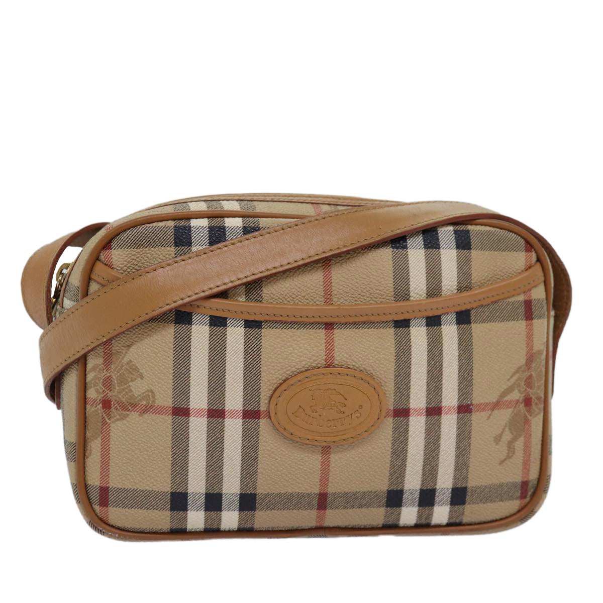 Burberry Luxury ss Nova Check Shoulder Bag Pvc Auth Leather Beige Beige Auth Ep4407