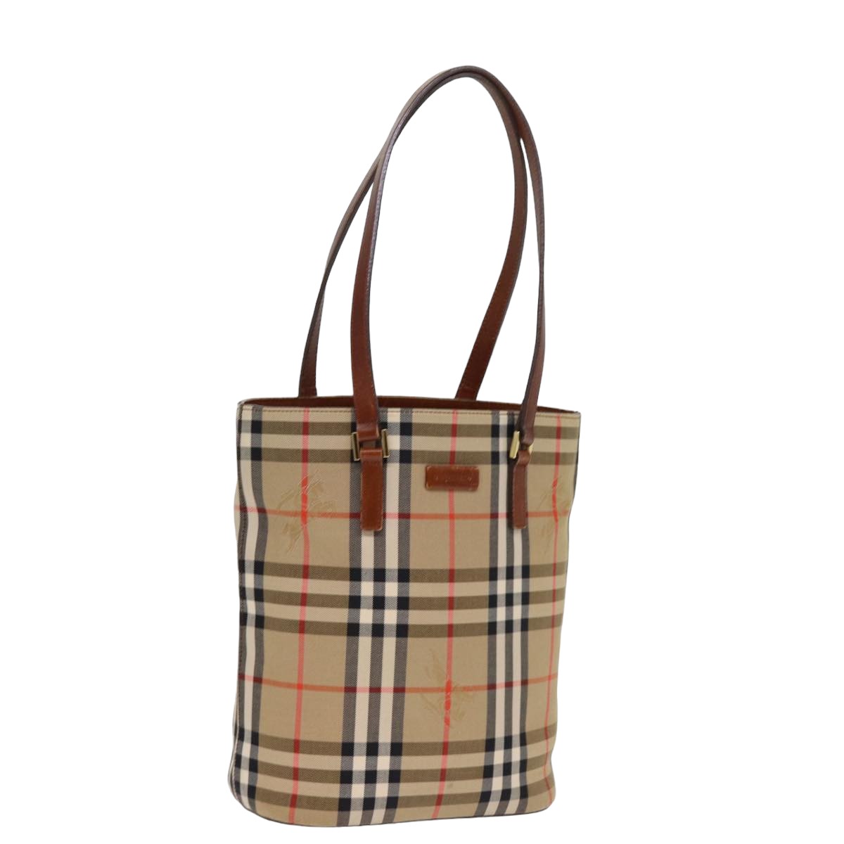 Burberry Luxury Nova Check Tote Bag Auth Ep4573 Canvas Beige