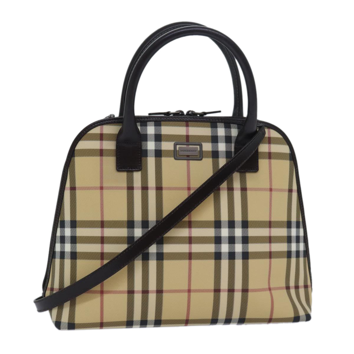 Burberry Luxury Nova Check Hand Bag Pvc 2Way Auth Beige Travel Bag