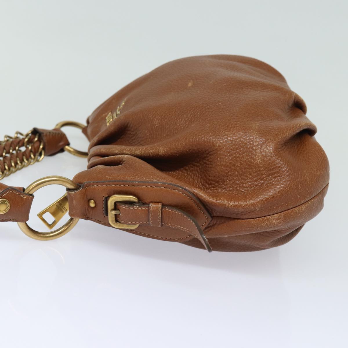 Prada Shoulder Bag Auth Leather Brown Chain