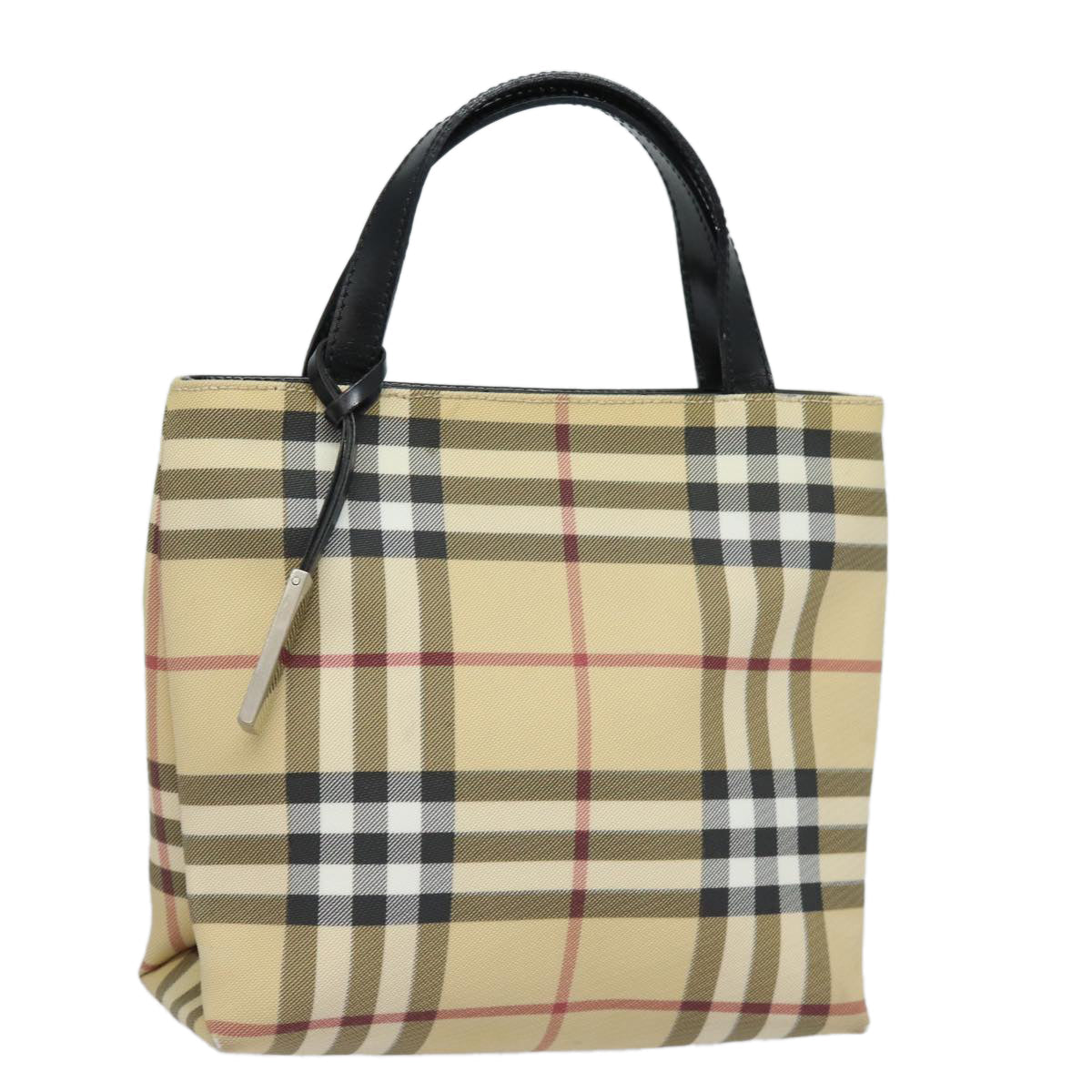 Burberry Luxury Nova Check Hand Bag Pvc Auth Ep4717 Beige Travel Bag