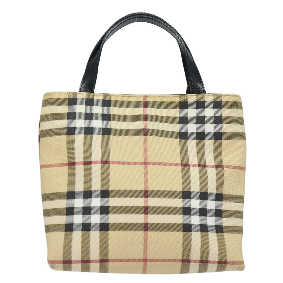 Burberry Luxury Nova Check Hand Bag Pvc Auth Ep4717 Beige Travel Bag
