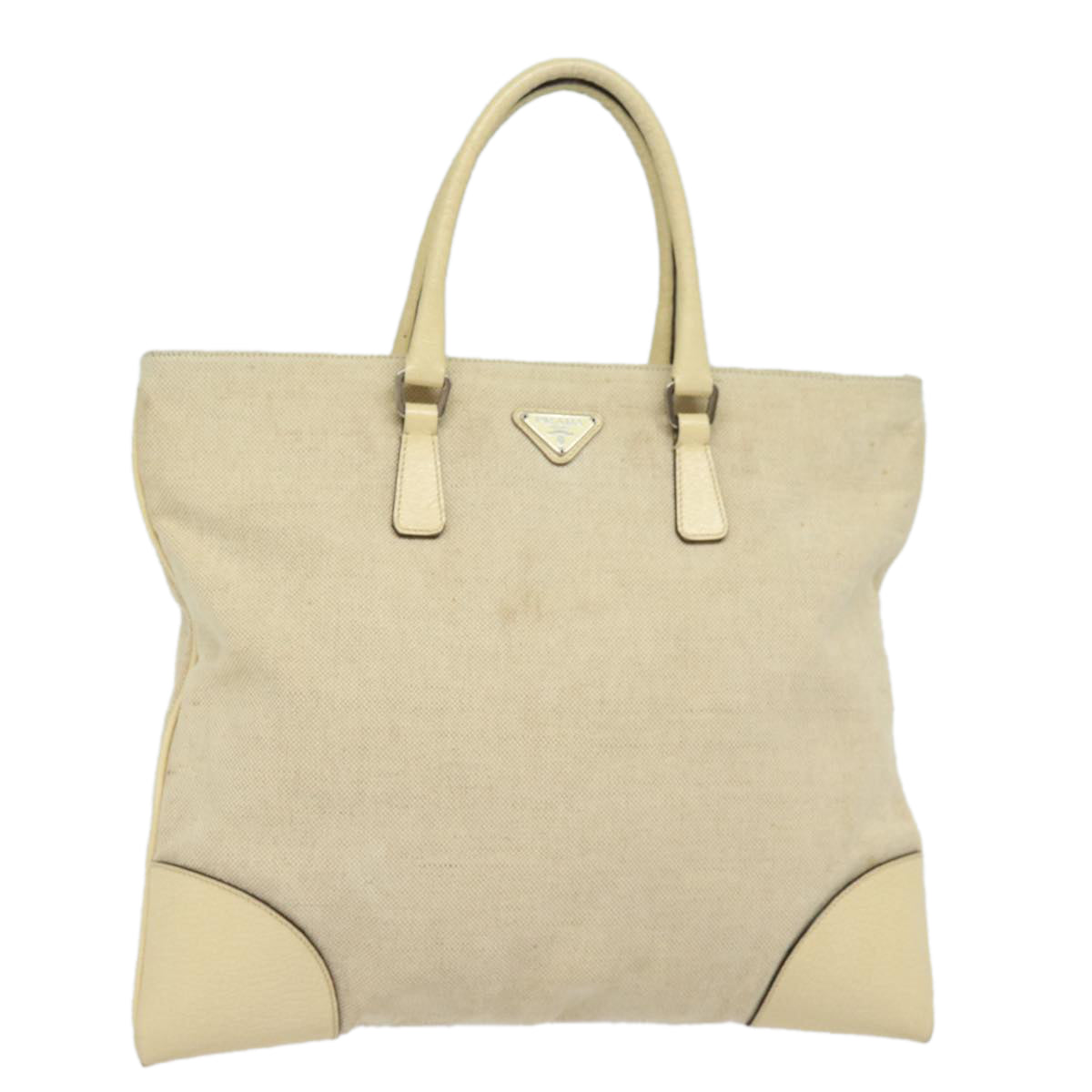 Prada Hand Bag Auth Canvas Beige Travel Bag Beige Auth Ep4722