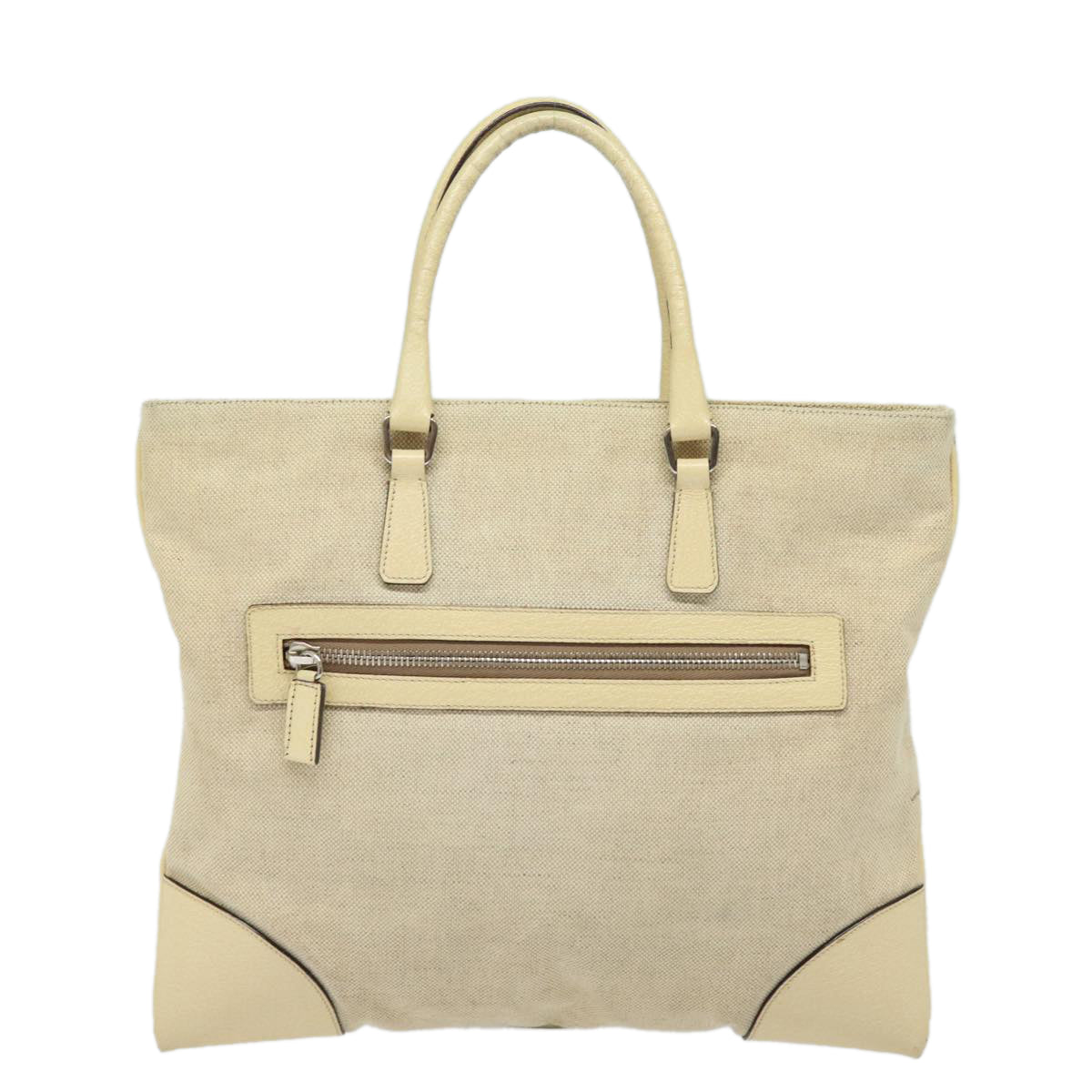 Prada Hand Bag Auth Canvas Beige Travel Bag Beige Auth Ep4722