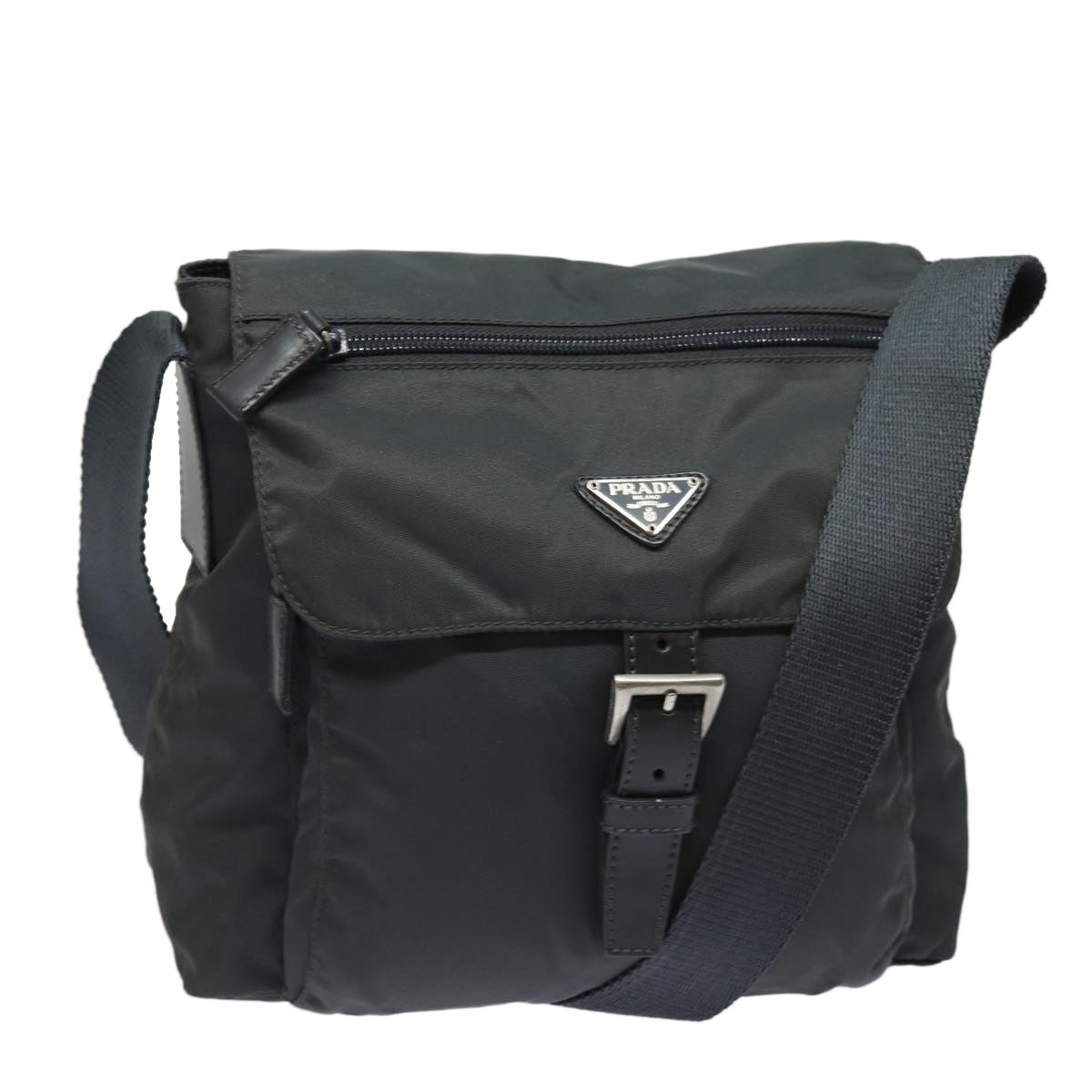 Prada Shoulder Bag Auth Nylon Gray Gray Auth Ep4816