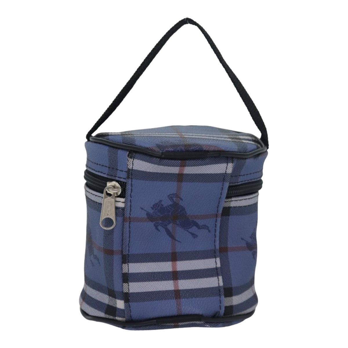Burberry Luxury ss Nova Check Vanity Cosmetic Pouch Pvc Leather Blue Travel Bag