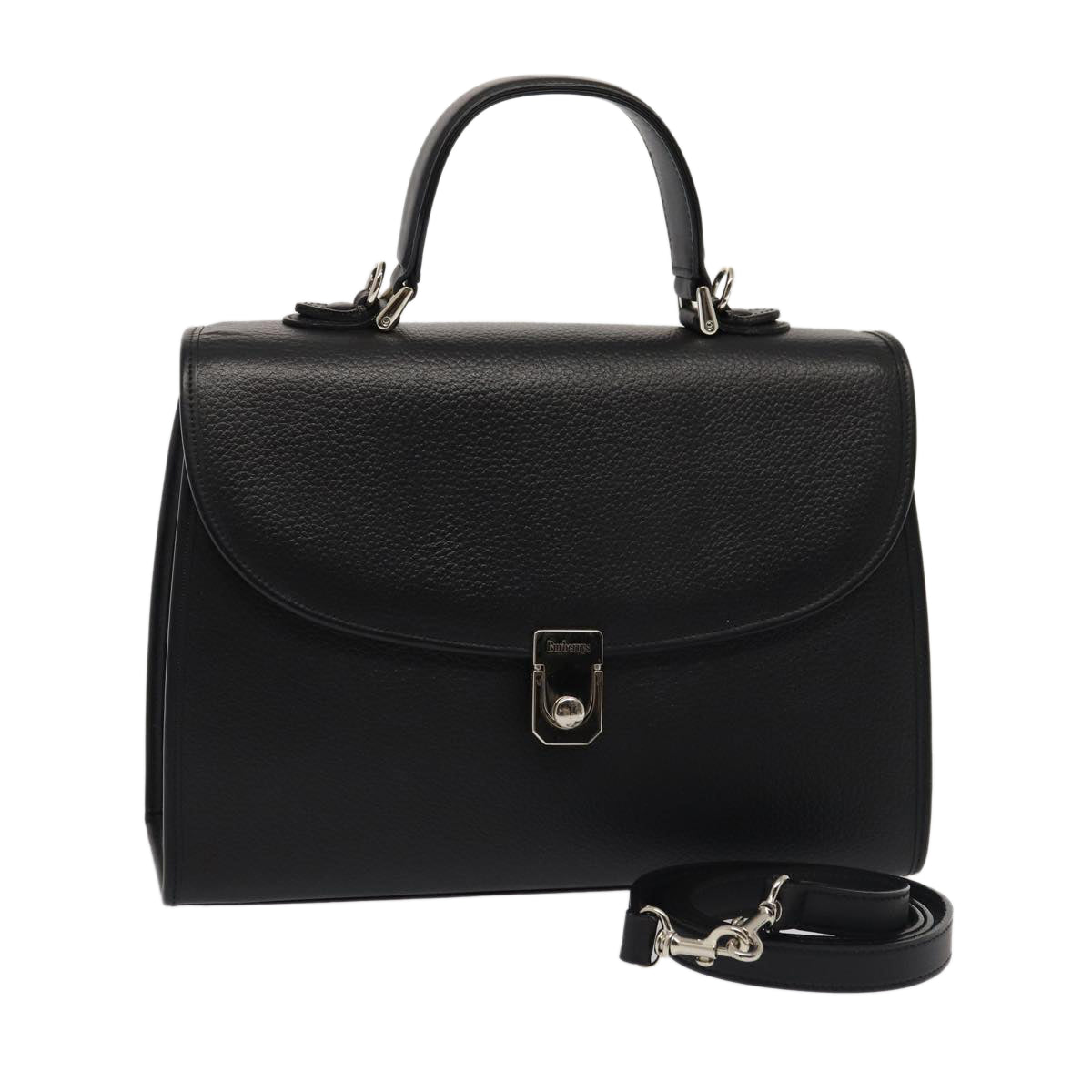 Burberry Luxury ss Hand Bag 2Way Auth Ep4940 Leather Black Travel Bag
