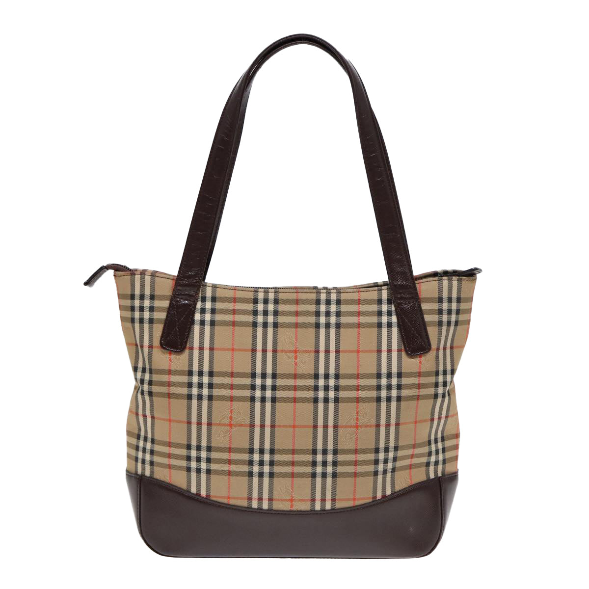 Burberry Luxury Nova Check Tote Bag Auth Ep5013 Leather Canvas Brown