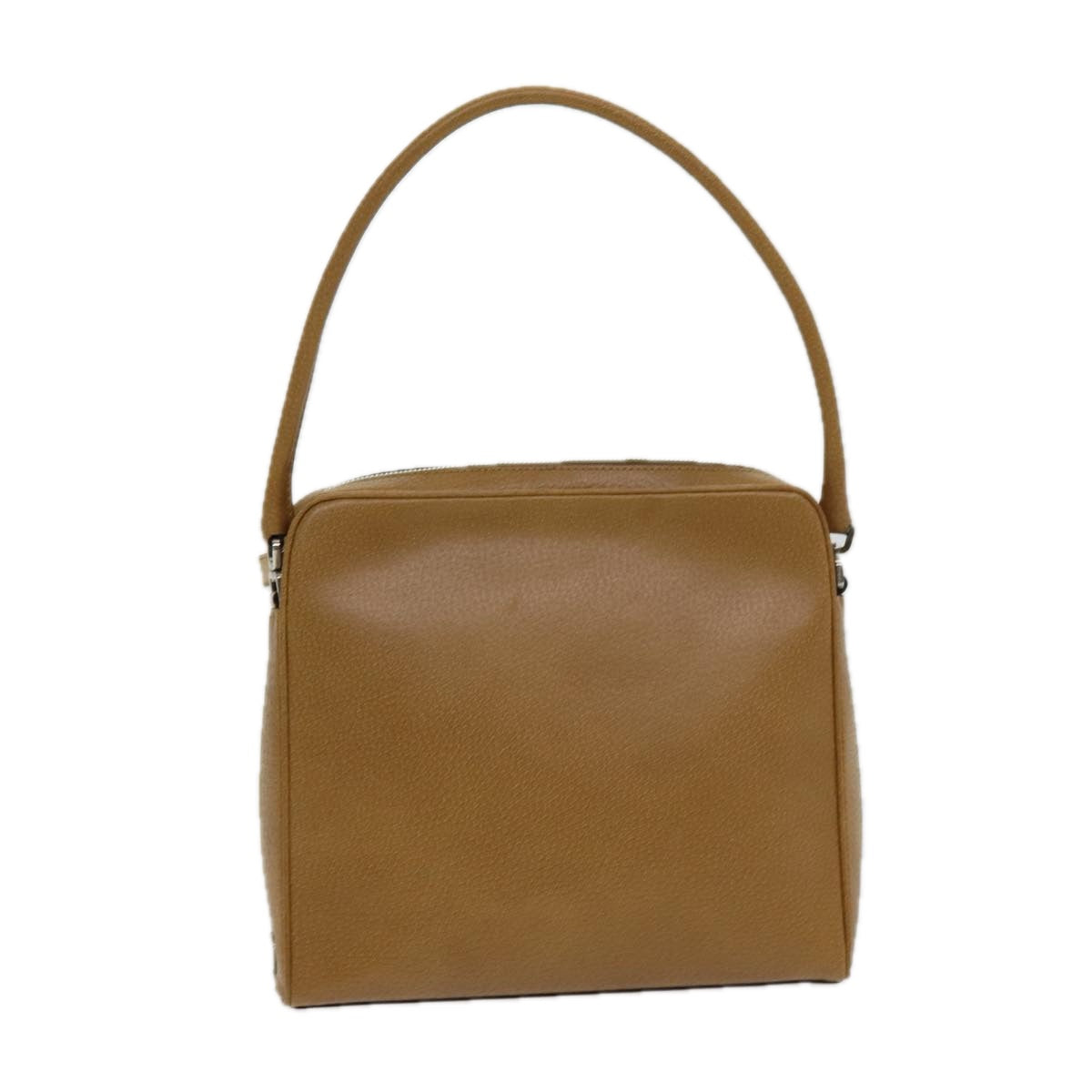 Prada Shoulder Bag Auth Leather Brown Silver