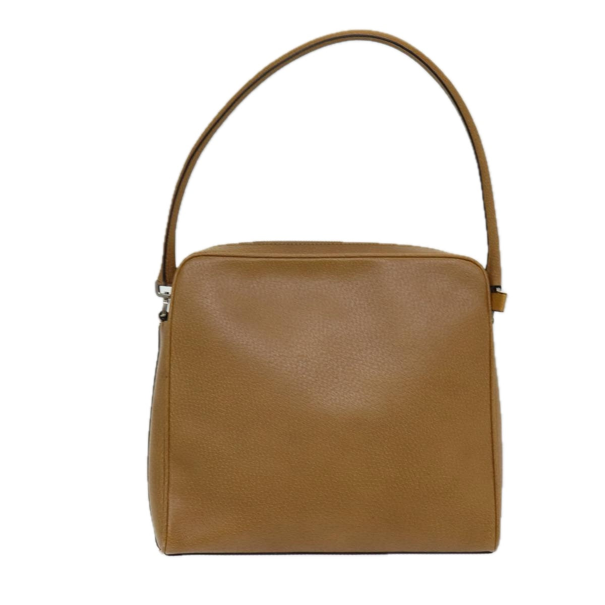 Prada Shoulder Bag Auth Leather Brown Silver