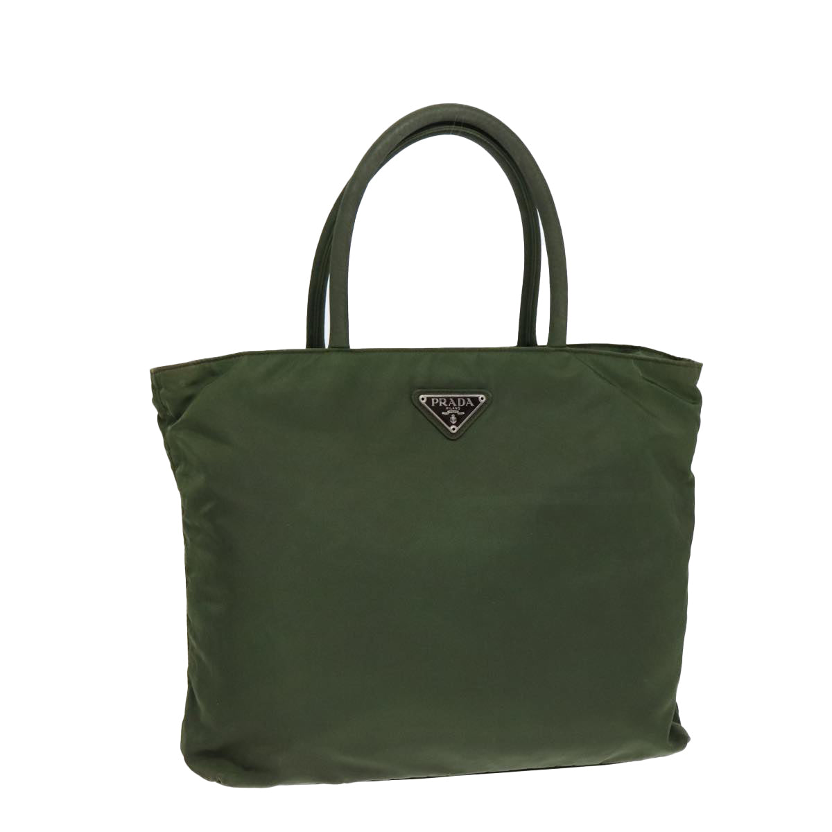 Prada Tote Bag Khaki Auth Nylon Silver