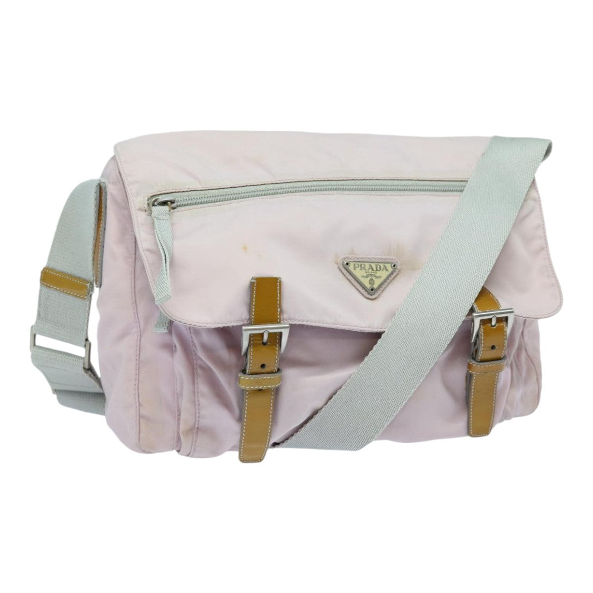 Prada Shoulder Bag Auth Nylon Pink Silver Silver Auth Ep5304