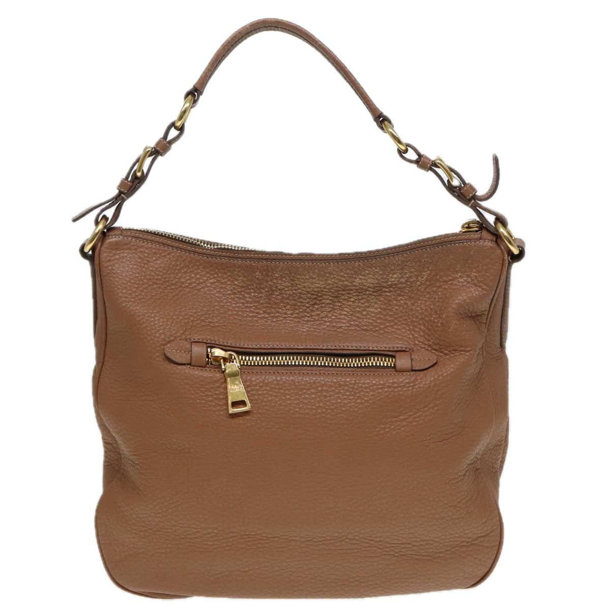Prada Shoulder Bag Auth Leather Brown Gold