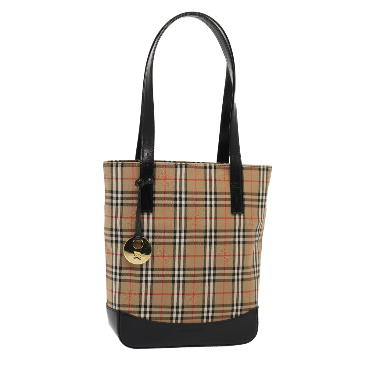 Burberry Luxury Nova Check Tote Bag Auth Ep5405 Canvas Beige Gold