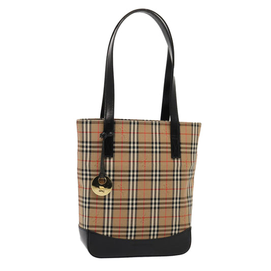 Burberry Luxury Nova Check Tote Bag Auth Ep5405 Canvas Beige Gold
