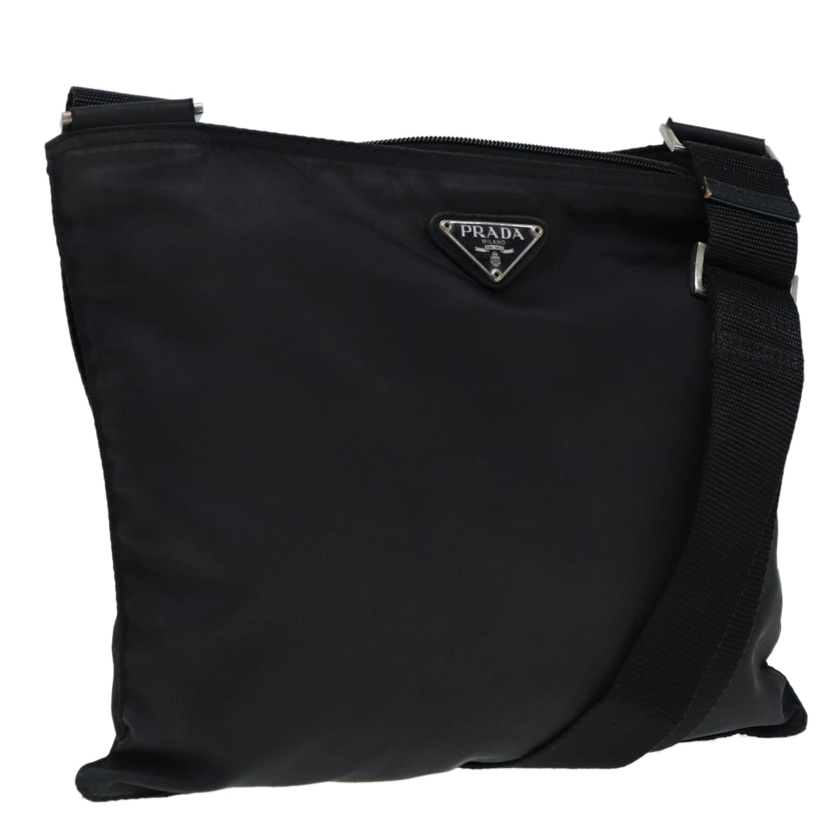 Prada Shoulder Bag Auth Nylon Black Silver Silver Auth Ep5415